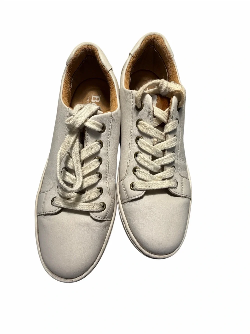 Born Mira Women's White Leather Lace-Up Sneakers Sz 6.5